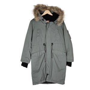 Moussy Womens Parka 1 Small Olive Green Faux Fur Hood Full Zip Warm Winter Coat